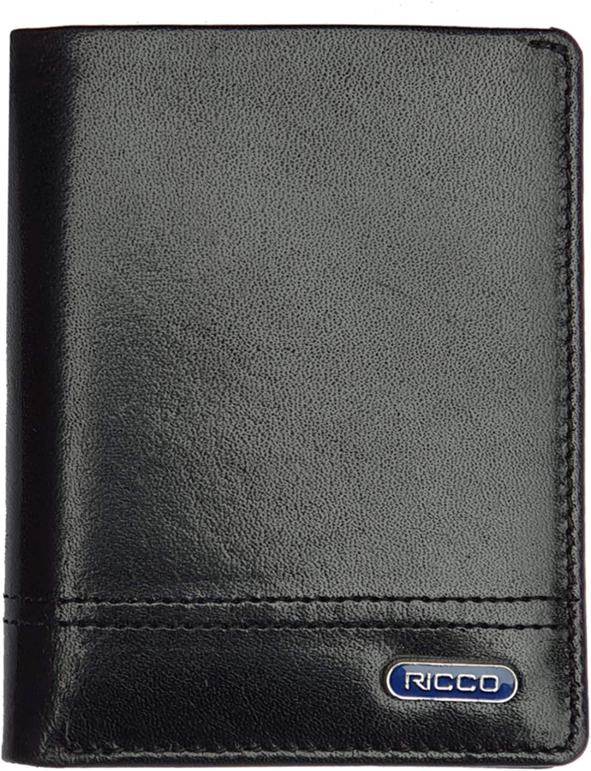 Ricco Mens RFID Blocking Genuine Italian Leather Slimline Billfold Wallet S15 Black Red