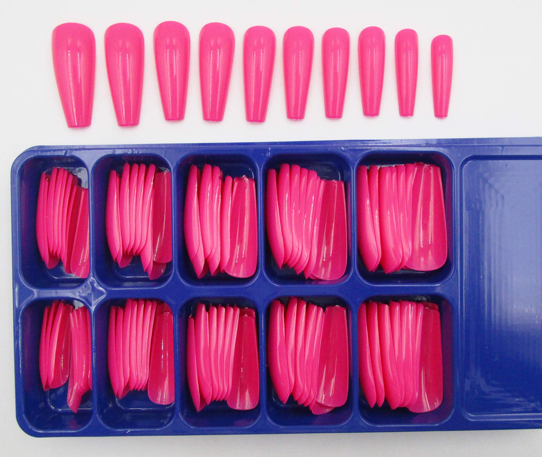 100pc Colored Long Coffin False Nails Artificial Acrylic Tips Ballerina Shape XL Press on Fake Nails Manicure Fingernail DIY Decor for Women Girls (Rose Red) - Image 6