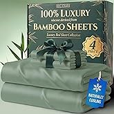 DECOLURE 100% Viscose Derived from Bamboo Sheets Twin Size - Luxury 4 Pc Naturally Cooling Sheets, Ultra Soft Bed Set - Deep 17" Pockets, Durable Double Stitching, Oeko Tex Standard (Sage Green)