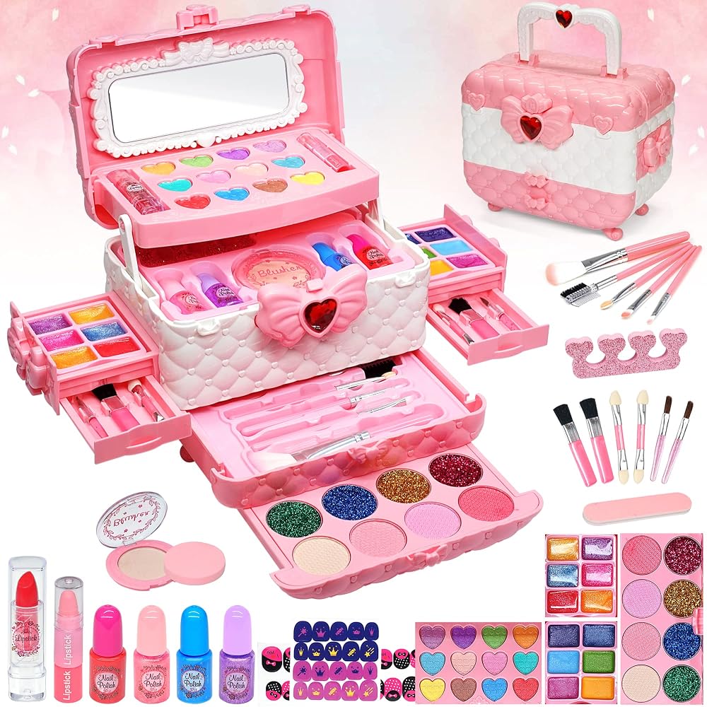 EVACOK Kids Makeup Set for Girls 57Pcs Washable Non-Toxic CPSIA ASTM