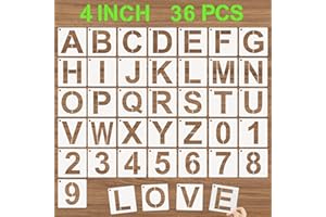 DZXCYZ Alphabet Letter Stencils 4 Inch, 36 Pcs Reusable Plastic Letter Numbers Templates, Art Craft Stencil for Painting on Wood, Wall, Glass, Fabric, Rock, Chalkboard, Signage