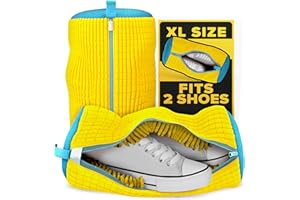 LAGARTO 2 Pcs Shoe Washing Machine Bag - XL 15" Shoe Laundry Bag for Washer and Dryer With Zipper & Fluffy Fibers - 360° Hands-Free Easy Cleaning | Protects Sneakers from Scuffs & Damage | Durable & Reusable