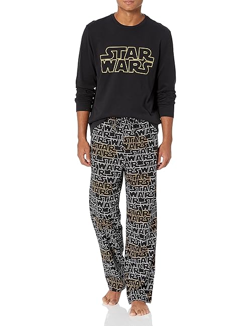 Amazon Essentials Disney | Marvel | Star Wars Men's Flannel Pajama Sleep Sets, Star Wars Logo - Mens Flannel, X-Small