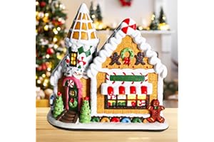Yinns Ceramic Gingerbread Christmas Houses, Light Up Christmas Village Houses, Xmas Village Houses, Christmas Ornamnet Home Decorations