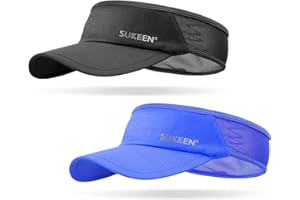 Sukeen 2 Pack Sports Sun Visor Men Women Lightweight Packable Cooling Stretchy Visor Hat for Running, Tennis, Golf