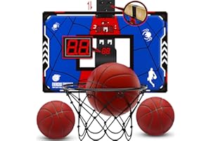 AWINTO Indoor Mini Basketball Hoop for Kids – Over The Door Basketball Hoop with Scoreboard, Anti-Impact Backboard & 3 Balls, Pro Basketball Toy Gift for 5 6 7 8 9 10 11 12 Year Old Boys Girls