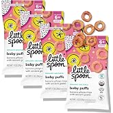 Little Spoon Banana Pitaya Meltable Baby Puffs, 1 Oz Bag, 4 Pack | Organic Corn Quinoa Sorghum, No Added Sugar Snacks, No Rice, Encourages Self-Feeding, For Babies 6+ Months