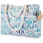 Tavaleu Beach Bags for Women - Large Beach Tote Bag, Women Sandproof Pool Bag for Pool Gym Grocery Travel