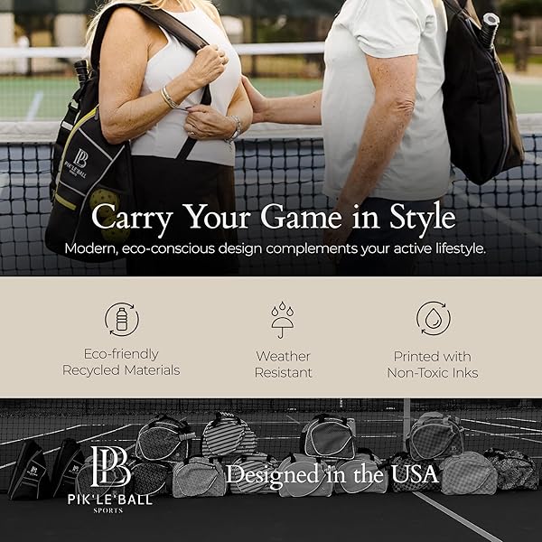 PIK’LE’BALL SPORTS PICKLEBALL SLING BAG – STYLISH, WATERPROOF, LIGHTWEIGHT, & SPACIOUS CROSSBODY SLING BAG FOR MEN AND WOMEN WITH PICKLEBALL PADDLES POCKET, BALL HOLDER, ADJUSTABLE STRAP – GREY