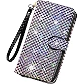 LIFUTOPIA Bling Rhinestone Womens Wallet Artificial Diamond Wristlet Clutch Purse Credit Card Holder Large Capacity