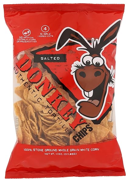 DONKEY CHIPS SALTED TORTILLA CHIPS, 11 OZ