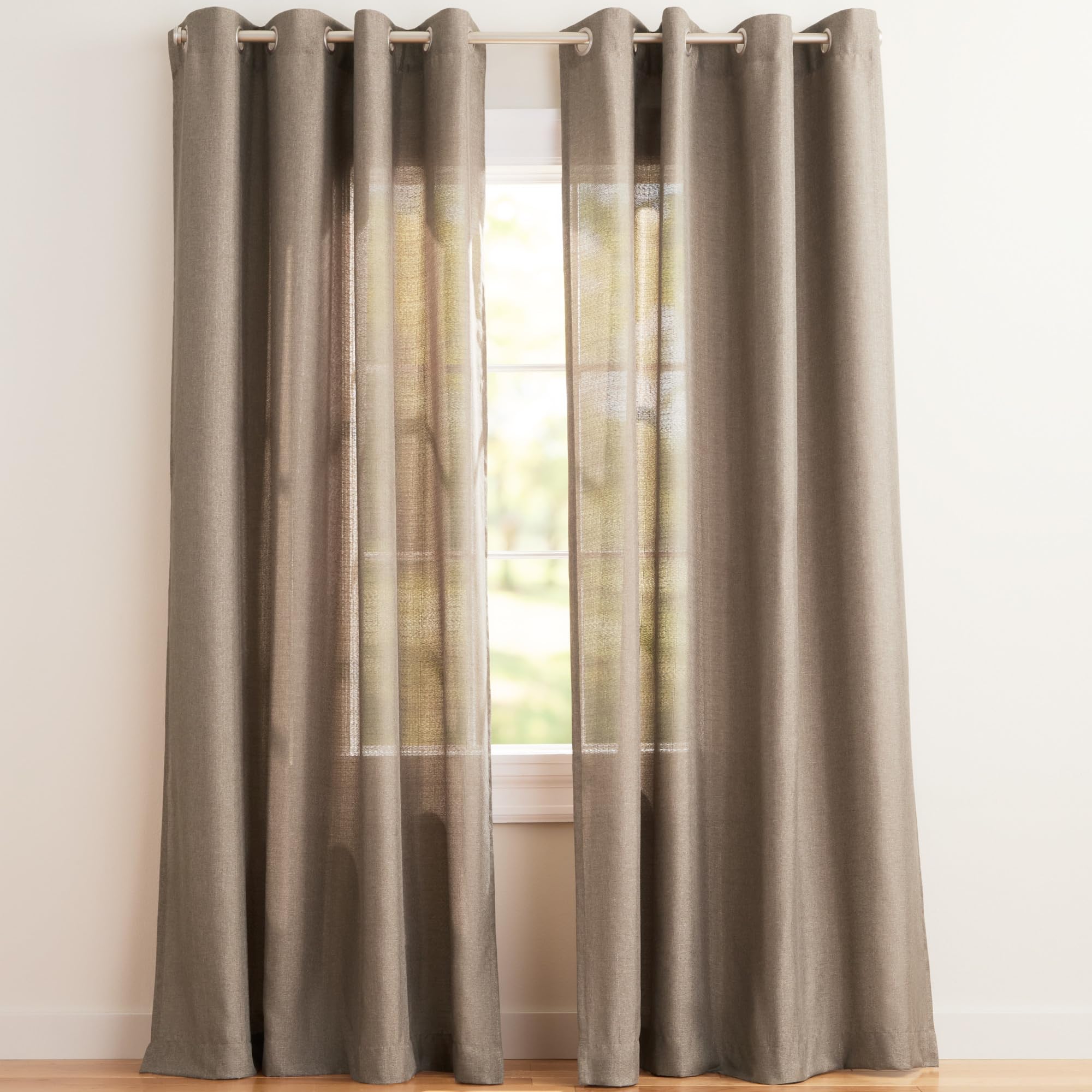 Exclusive Home Curtains Linen Curtain Panel Pair, Polyester, Cafe, 84" Length