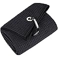 Mile High Life Tri-fold Golf Towel | Premium Microfiber Fabric | Waffle Pattern | Heavy Duty Carabiner Clip | 14 Color Option
