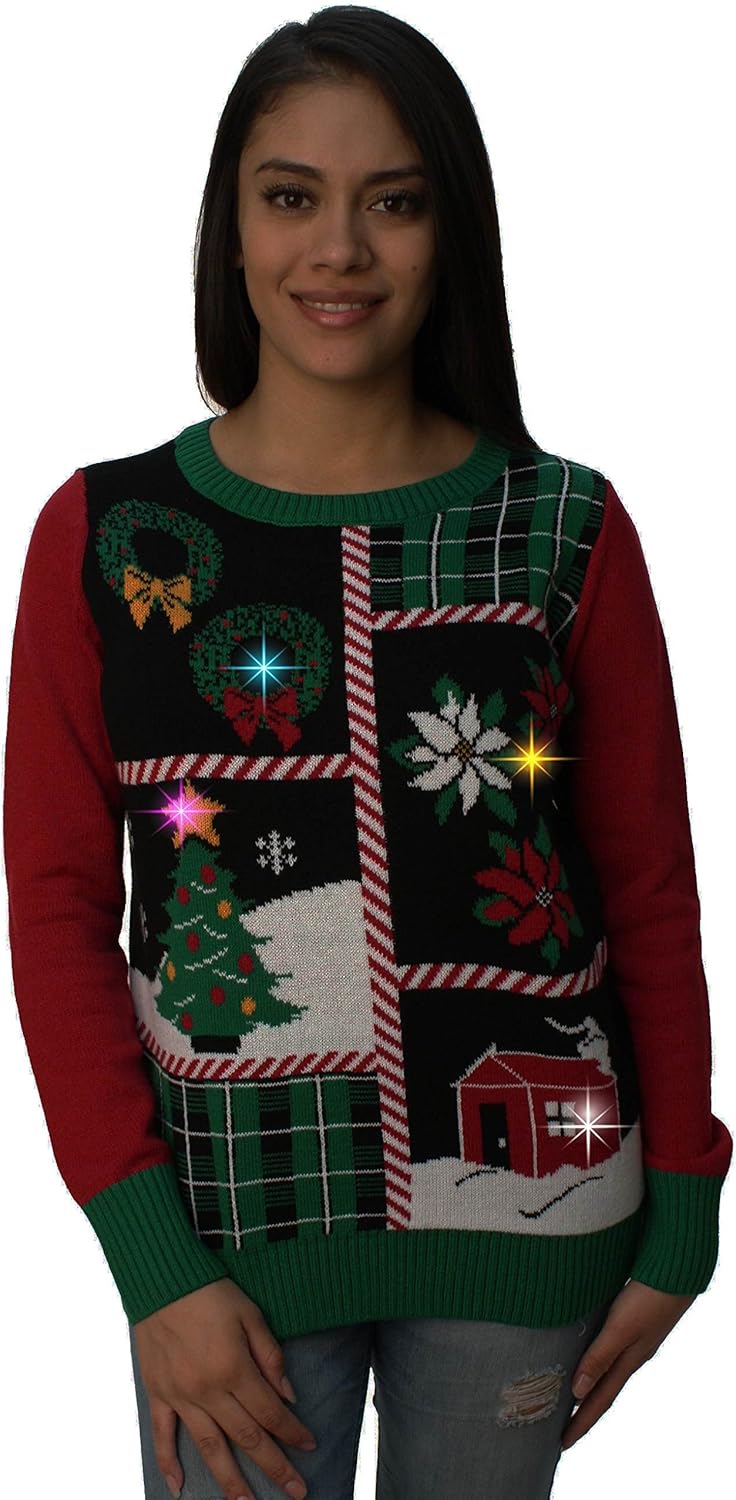 Ugly christmas sweaters that light up and play music Clearance