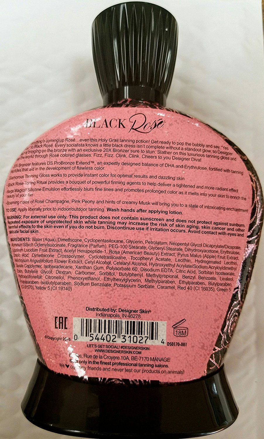 Designer Skin Black Rose 20x Bronzer Tanning Lotion