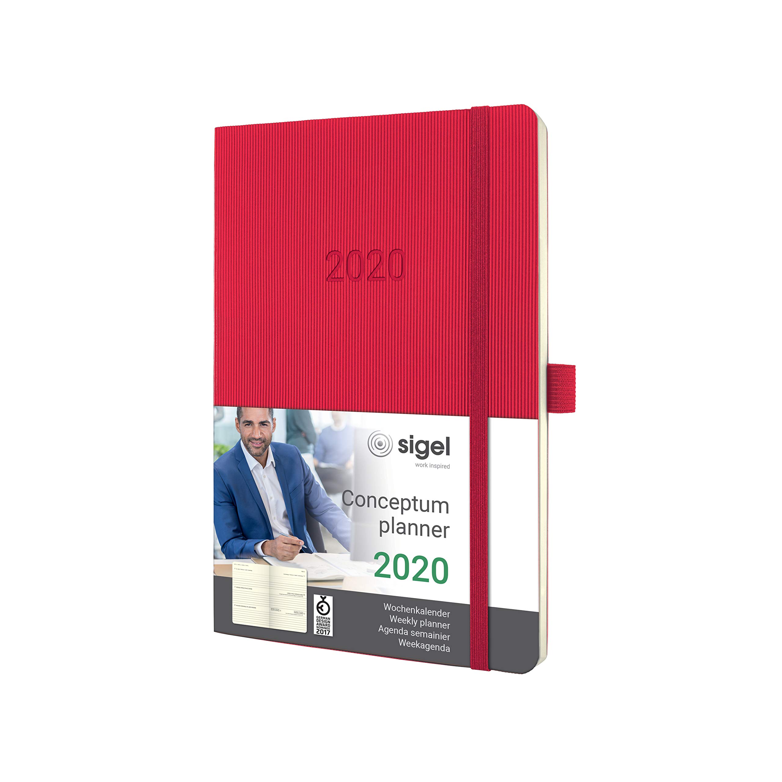 SIGEL C2034 Weekly diary 2020, approx. A5, red, softcover - Conceptum