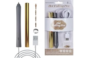FIND SCRAPBLOOMS Foil Quill Pen Starter Kit with 4 Size Metal Tips &1pc Heat Activated Foil Rolls, Hot Foiling Pen for Card Making Scrapbooking Tools,USB Powered (Grey)