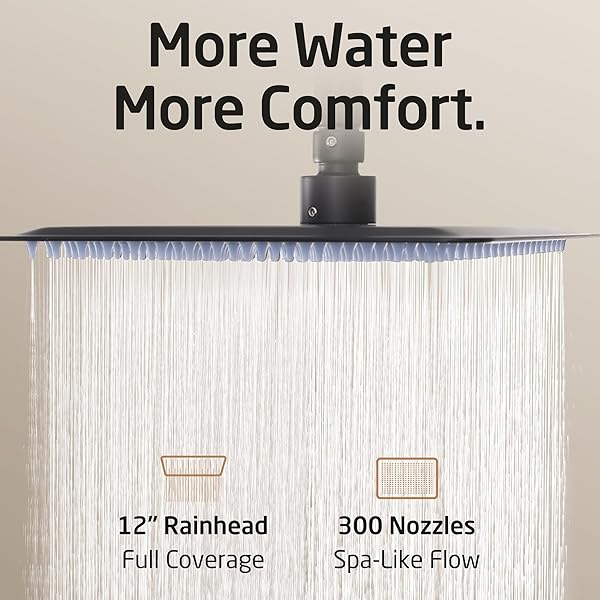 KES BLACK BATHTUB SHOWER FAUCET SET WITH 12″ RECTANGLE RAIN SHOWER HEAD, SHOWER SYSTEM WITH 3-MODES HANDHELD SPRAY AND WATERFALL TUB SPOUT, CUPC ANTI-SCALD VALVE INCLUDED, XB6336S12-BK