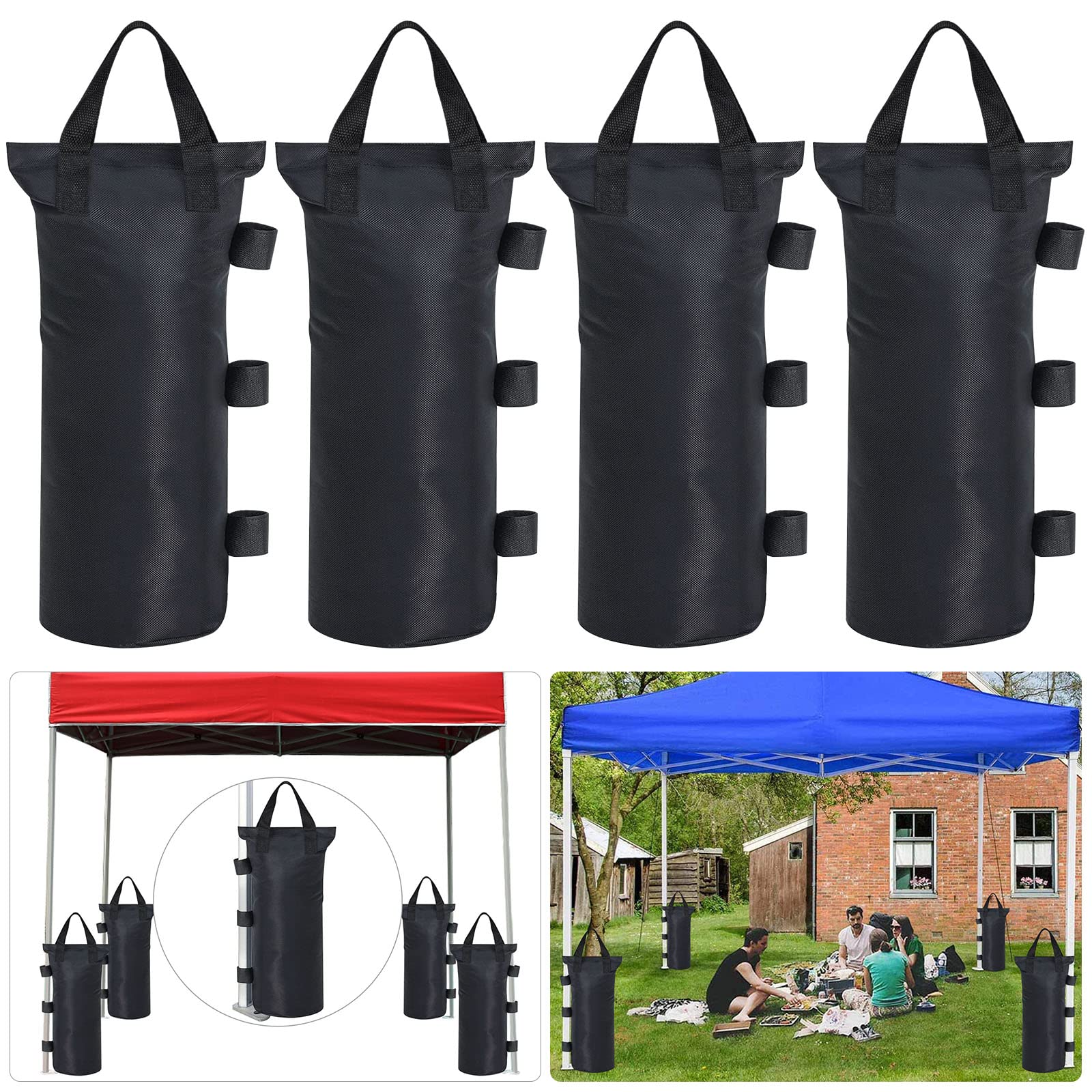 cakefly Set of 4 Gazebo Weights Sand Bags Tent Sandbags Industrial Grade 600D Heavy Duty Marquee Weight Bag Gazebo Leg Weights Bags Parasol Weights Bag for Any Pop Up Tents Canopy Umbrella (Style-A)