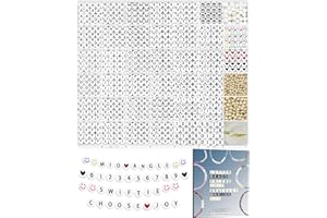 Mio Angle Letter Beads 1640Pcs 39 Styles Friendship Bracelets Assorted Number Preppy Jewelry Making Kit with Case for Teen Girl Gifts Ages 6 7 8 9 10 11 12 （Black Letter White Beads）
