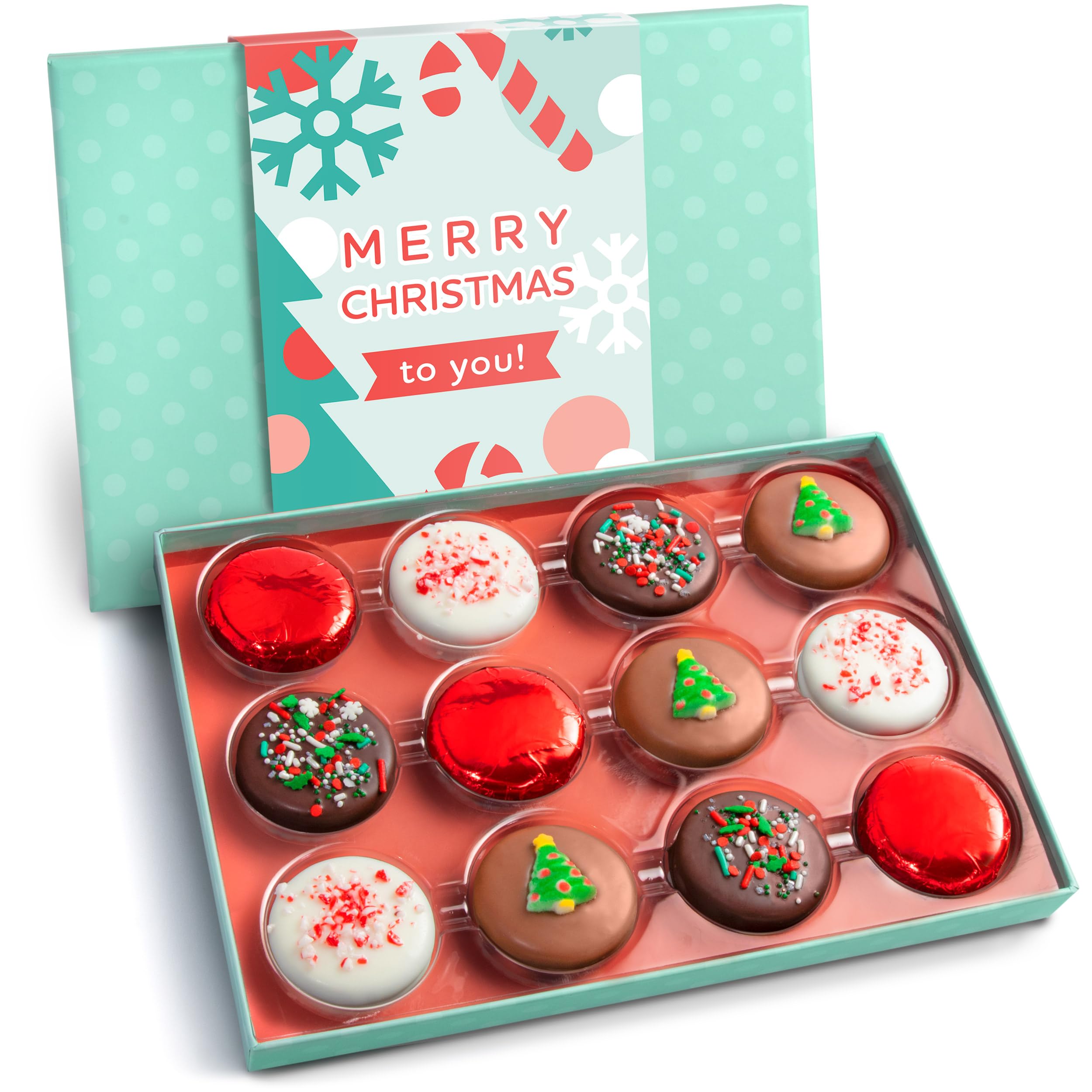 Merry Christmas Chocolate Covered Sandwich Cookies Gift Box by Love Berries Image