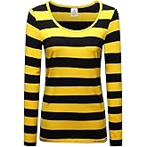 OThread & Co. Women's Long Sleeve Striped T-Shirt Scoop Neck Tee