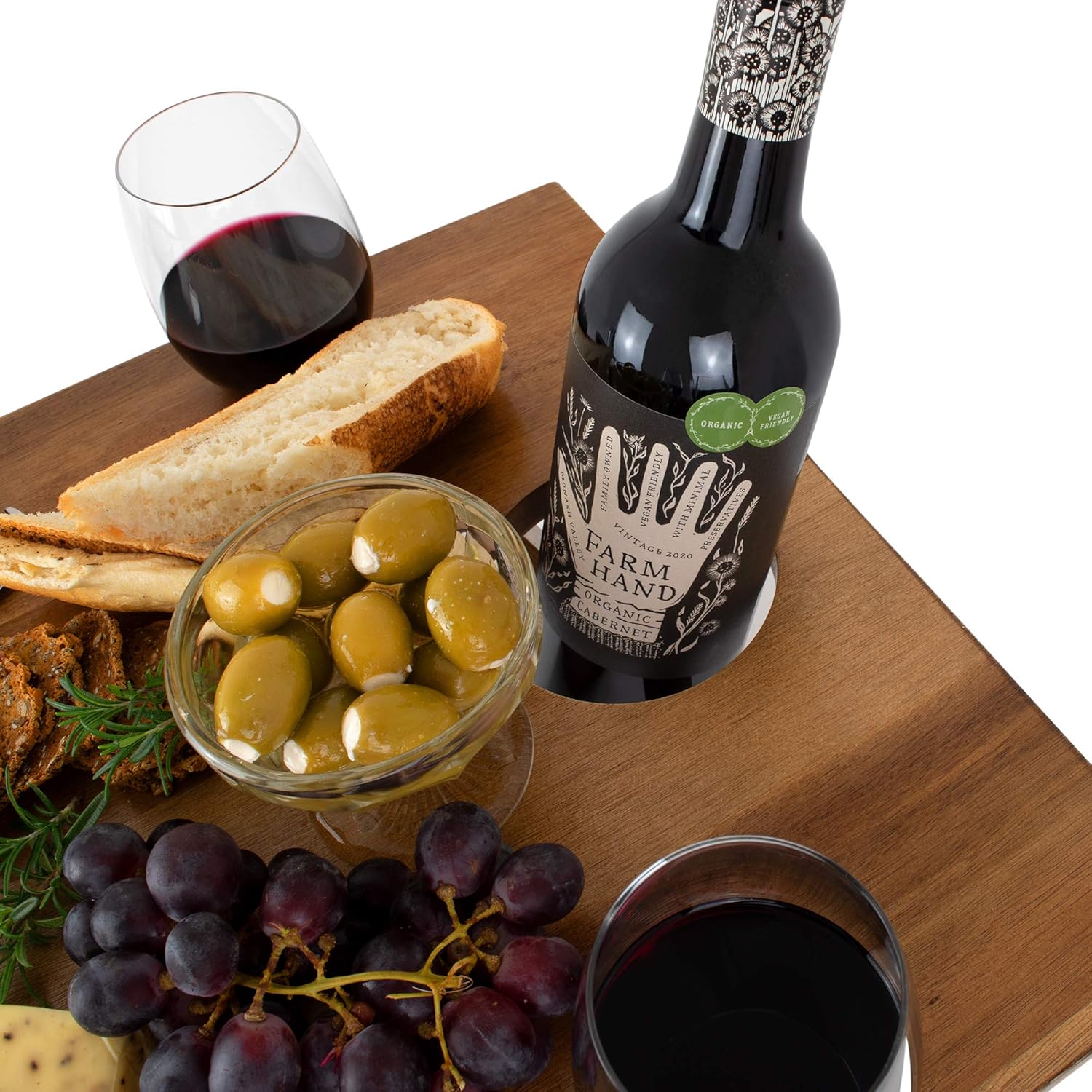 Komorebi Portable Folding Wine and Champagne Picnic Table - Lightweight Custom Acacia Wood Table - Foldable Legs, Food-Safe Top, Bottle & Glass Holders - Perfect for Camping, Beach, Outdoor Dinner: Kitchen & Dining