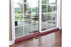 HOME DISTRICT Sliding Door Draft Stopper -Glass Door Draft Blocker, Patio Under Door Draft Stopper, Door Air Blocker Draft Dodger Noise Blocker Approx. 71" Long - Burgundy