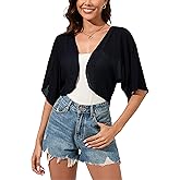 Dosieyeo Women Bolero Shrug Chiffon Open Front 3/4 Sleeve Cropped Cardigan Lightweight Sheer Tops for Dress
