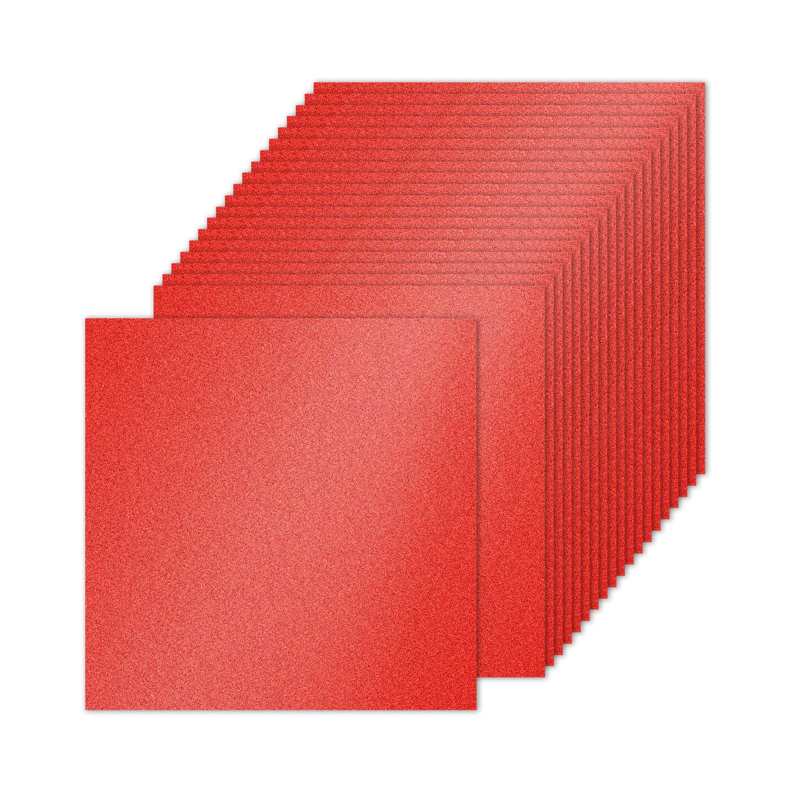 PATIKIL 20 Sheets Red Glitter Cardstock 10 x 10 in, Glitter Card Stock Paper Square Premium Sparkly Paper Craft Cardstock Paper 250gsm for Scrapbook Card DIY Art Wedding Party