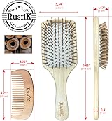 RustiK Bamboo Paddle Brush Set Eco Friendly Handmade Anti Static Gift Travel view 3