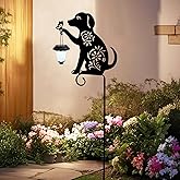 AOEIWUUP Dog Solar Lights Outdoor Garden Decoration, Animal-Themed Metal Decorative Garden Stakes with Solar Lantern for Lawn, Yard, Pathway, Patio