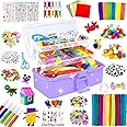 3000 Arts and Crafts Supplies for Kids Craft Kit All in 3 Layered Craft Box with Pipe Cleaners Crafts for Kids Age 4-6, 6-8, 8-12 DIY School Supplies Materials Set Toys Gifts for Girls Boys, Purple
