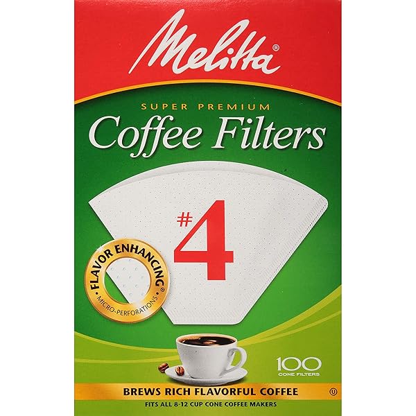 MELITTA #4 CONE COFFEE FILTERS, WHITE, 100 TOTAL FILTERS COUNT – PACKAGING MAY VARY