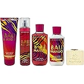 Bath & Body Works Bali Mango Deluxe Gift Set - Body Cream, Fragrance Mist, Body Wash and Body Lotion - with a Creamy Rose Bar Soap - Full Size