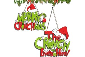 HANSELY Christmas Door Hanger Decorations,2Pcs XL Wooden Christmas Door Sign,Christmas Tree Decorations,Christmas Thief Stole Deco,2024 Xmas Gifts for Wall Decorations Indoor Outdoor