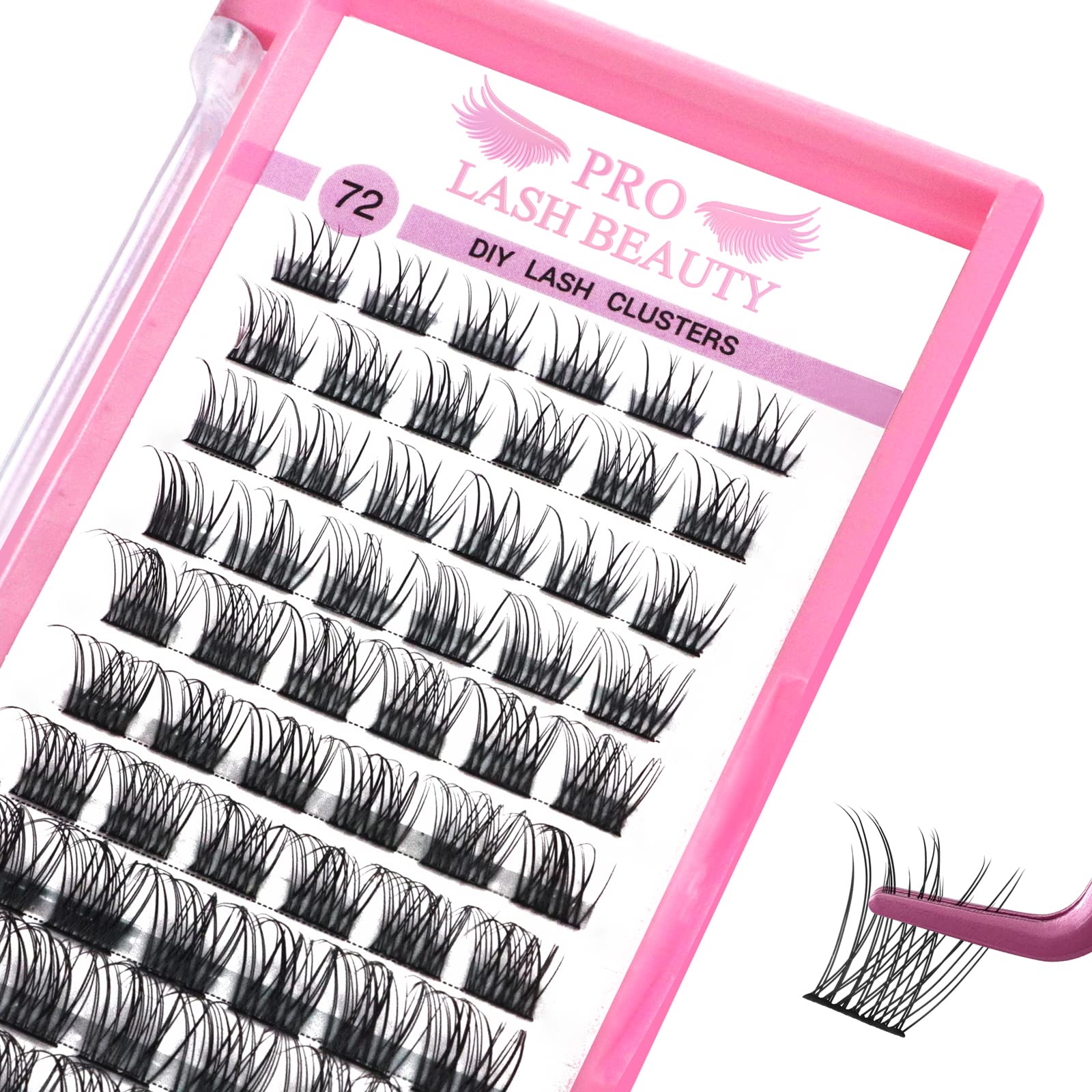 Cluster Lashes, 72 Pcs Individual Lashes, Lash Clusters DIY Eyelash Extension, Natural Lashes Super Thin Band Reusable Soft & Comfortable (Natural-C-16mm)