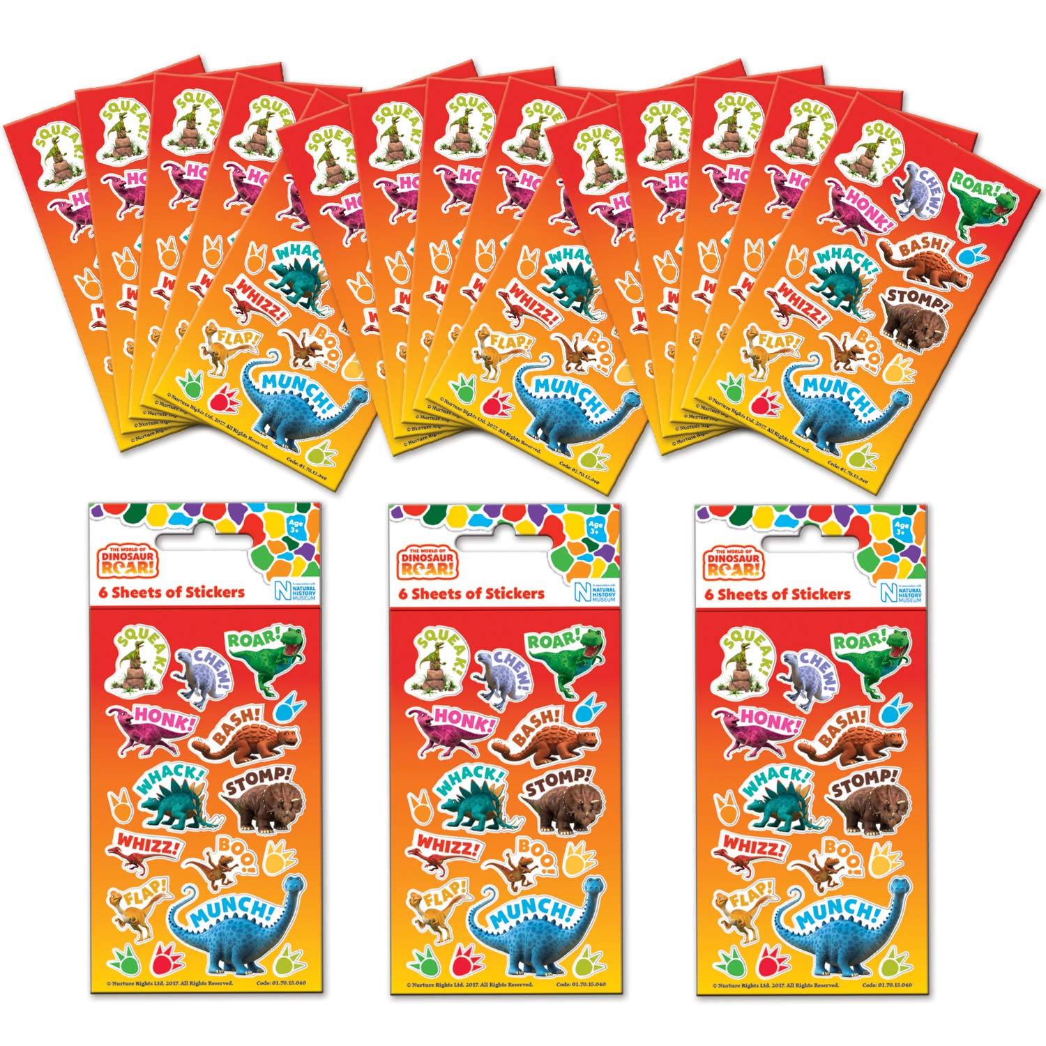 Dinosaur Roar! Party Bag Sticker Bundle (18 Sheets)| Perfect for Children’s Parties and Stocking Fillers | Can be Used for Decoration and Scrapbooking