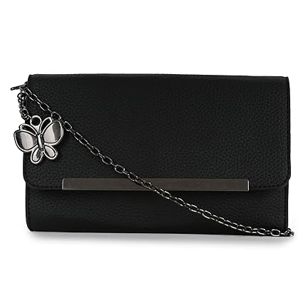 Butterflies Women Clutch (Black) (BNS-B-7610#BK)