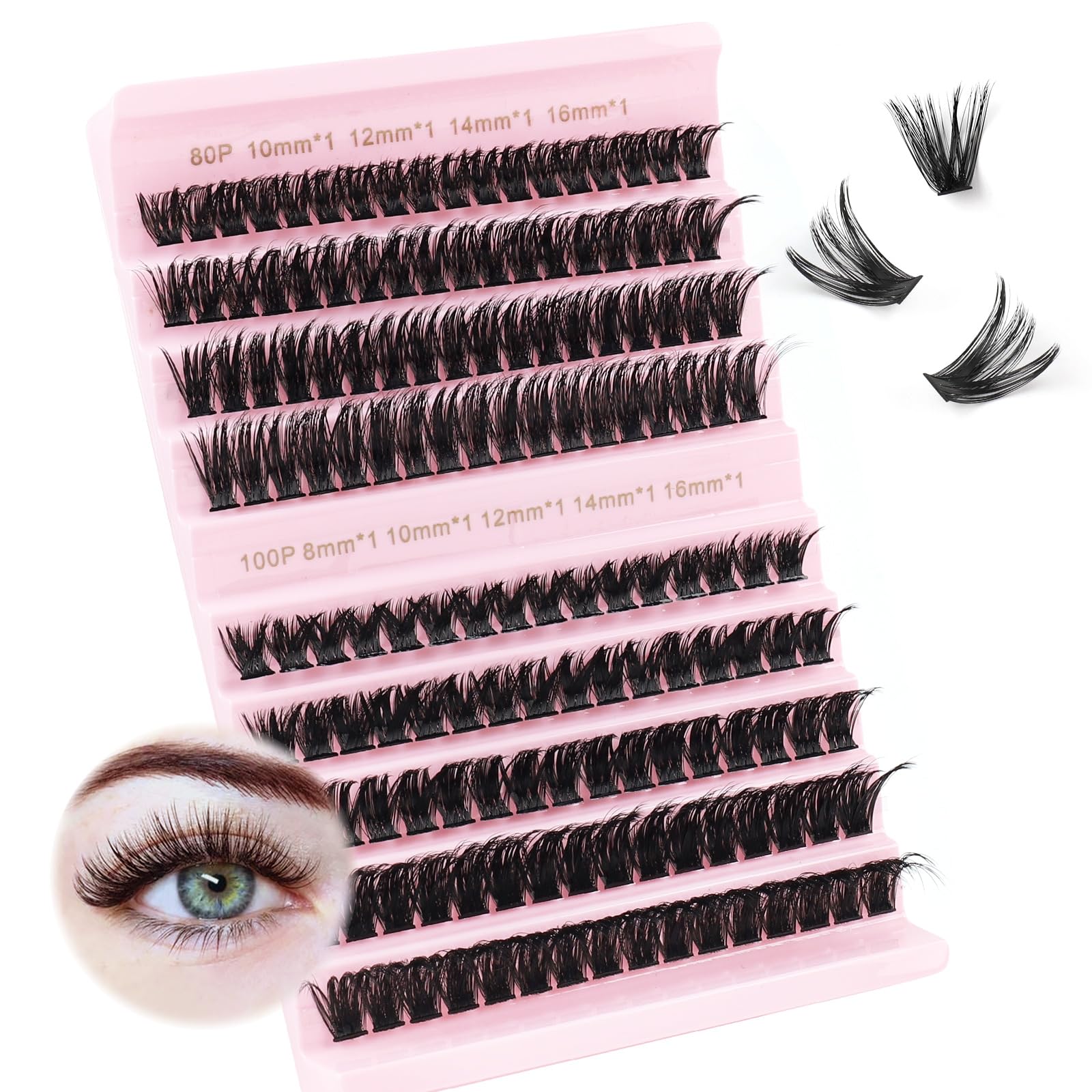 Oreola Cluster Lashes - 80D & 100D Individual Wispy Soft Russian Lashes - Reusable Mix 8-16MM C & D Curl — image 1