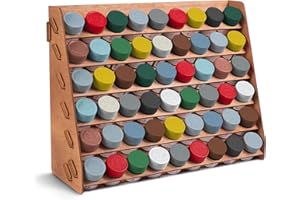 Plydolex Wooden Paint Organizer - Hanging Storage for Tamiya Paints in 23ml Bottles - 54 Big 1.59 Inch Holes - Works for Wall and for Desk Use - Suitable for Warhammer, DnD and Other Miniatures