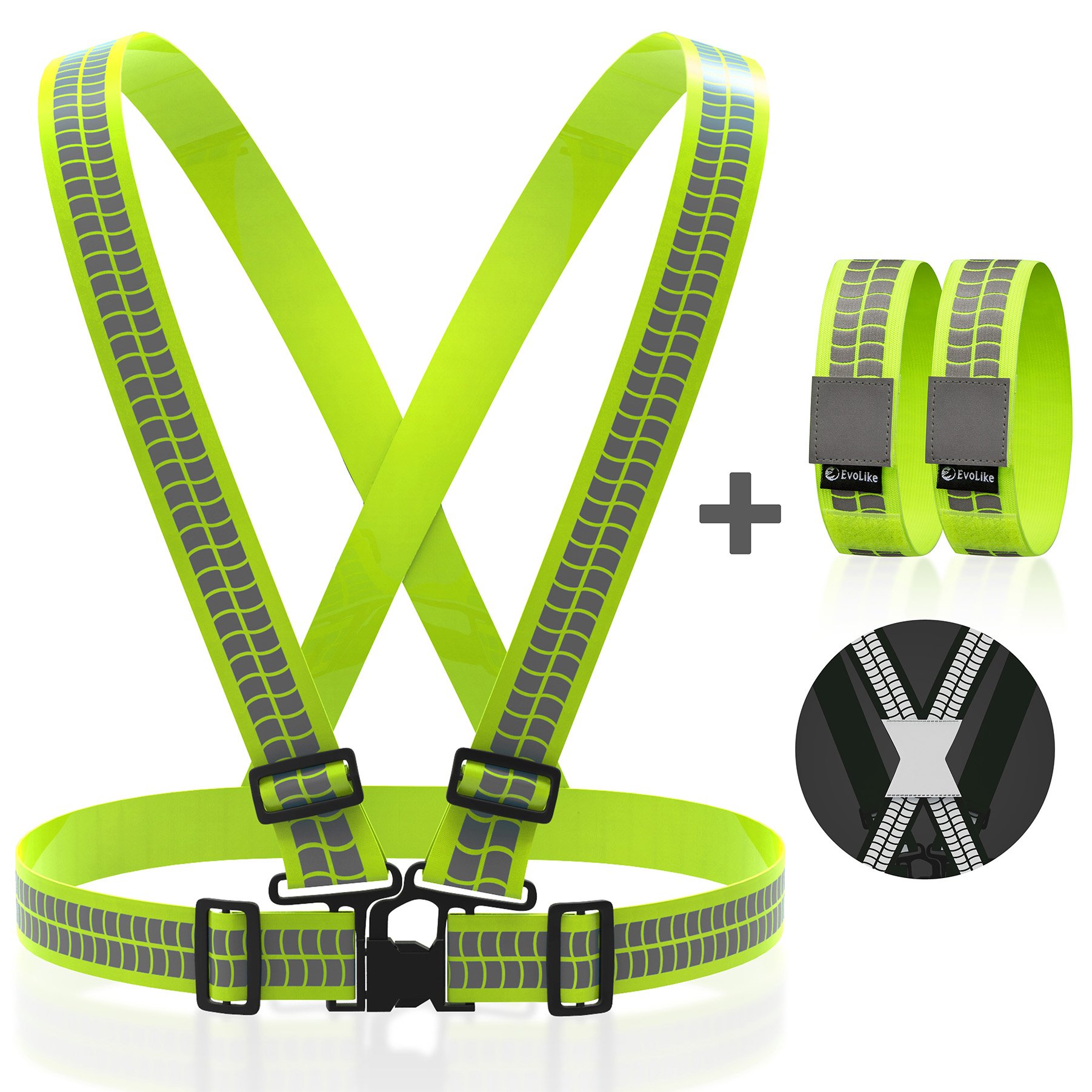 EvoLike Reflective Vest Straps New Premium Design + 1 Pair of High