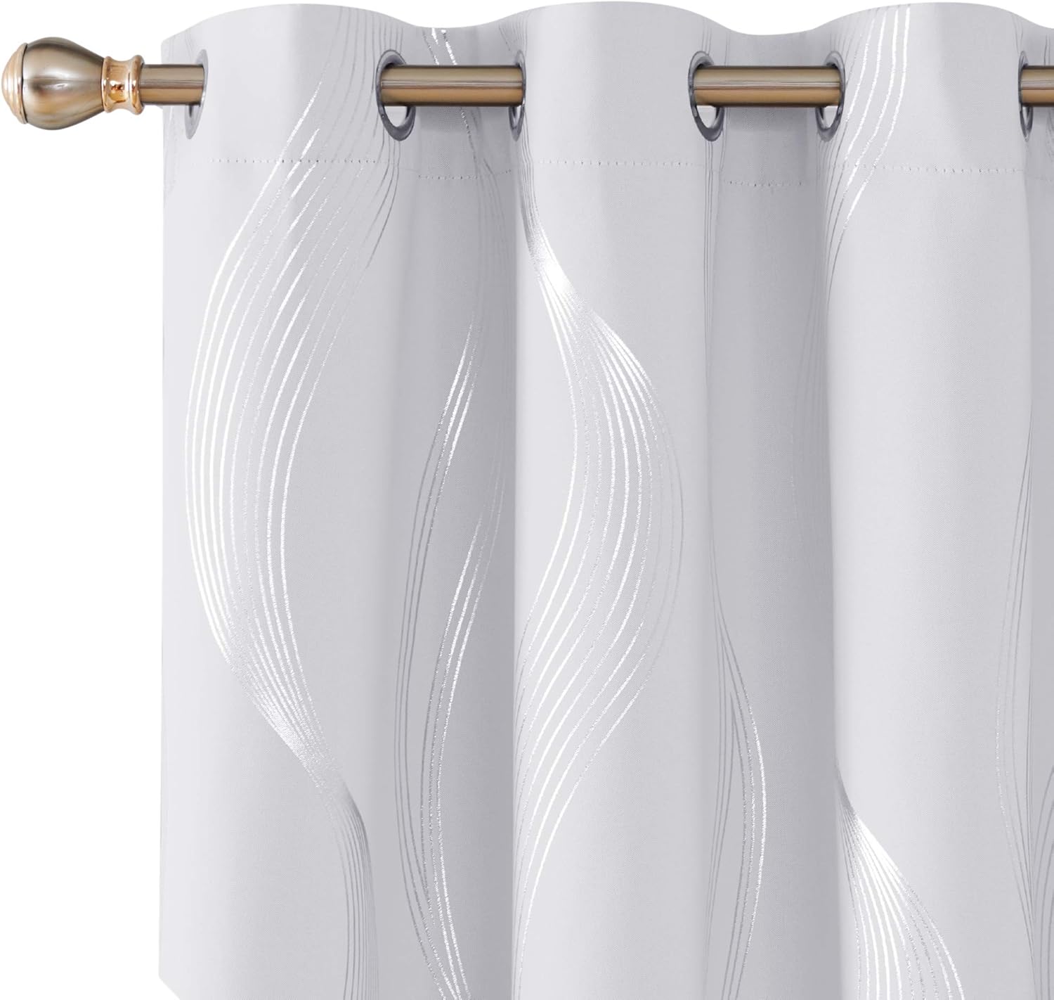 Amazon Com Deconovo Blackout Curtains Wave Striped Foil Print Off