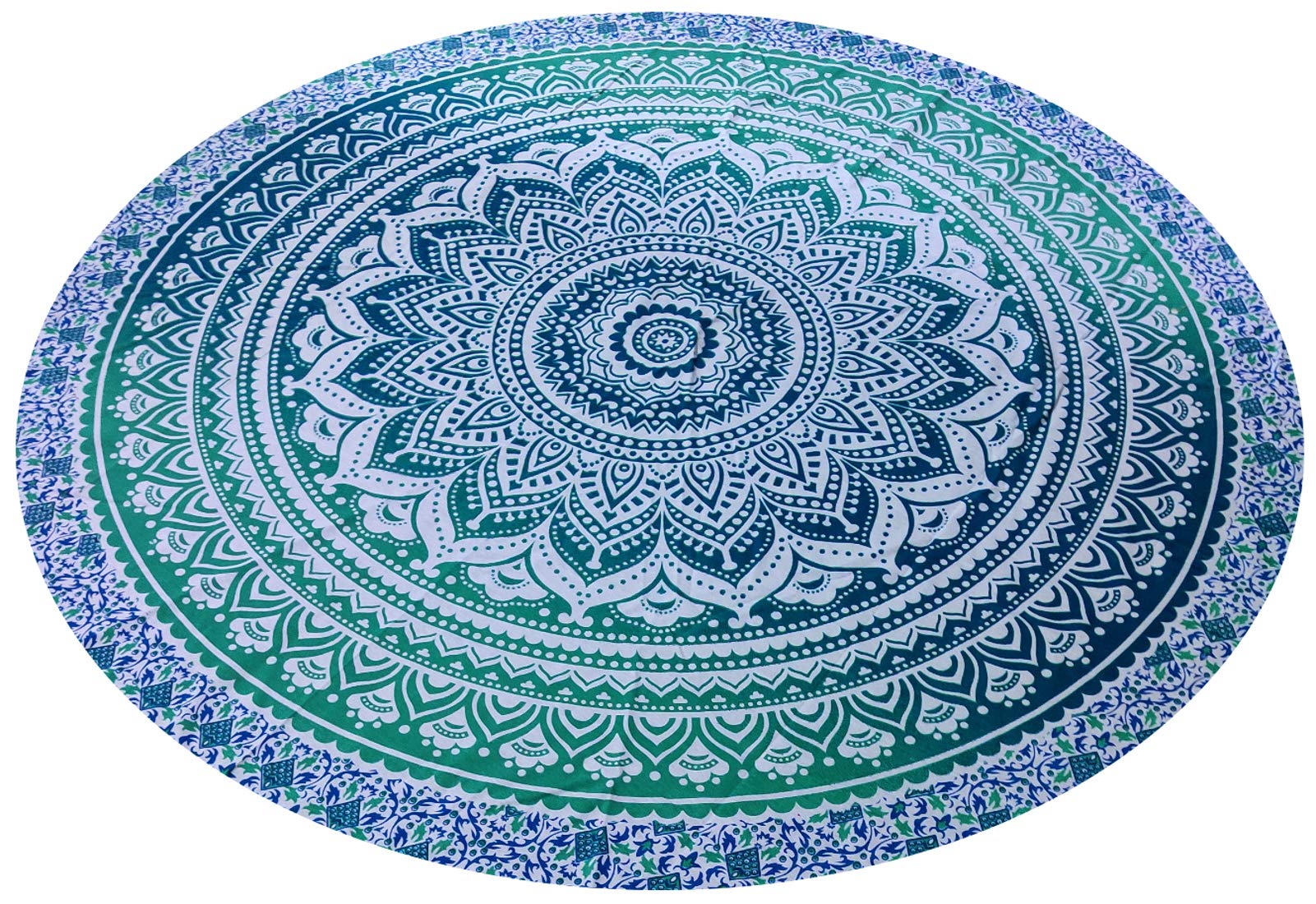 Purpledip Cotton Wall Poster Beach Throw 'Purple Lotus': Bohemian Wall Hanging Round Tapestry (20064E)