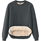 Tansozer Womens Sherpa Lined Crewneck Sweatshirt Warm Fleece Pullover Long Sleeve Winter Thermal Sweat Shirt