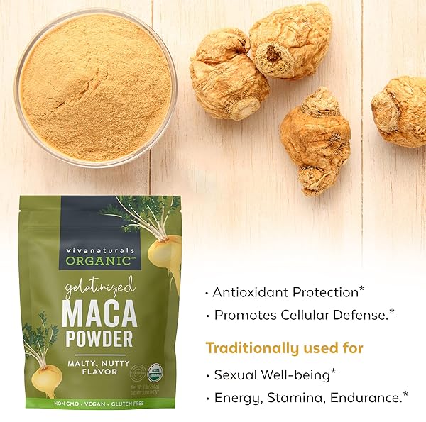 VIVA NATURALS ORGANIC MACA POWDER – GELATINIZED MACA POWDER ORGANIC, PERVUIAN SUPERFOOD TRADITIONALLY USED FOR ENERGY, CERTIFIED ORGANIC, GLUTEN-FREE & NON-GMO, 16 OZ (1 LB) BAG