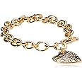 GUESS "Basic" Graffiti Logo Heart Toggle Charm Bracelet