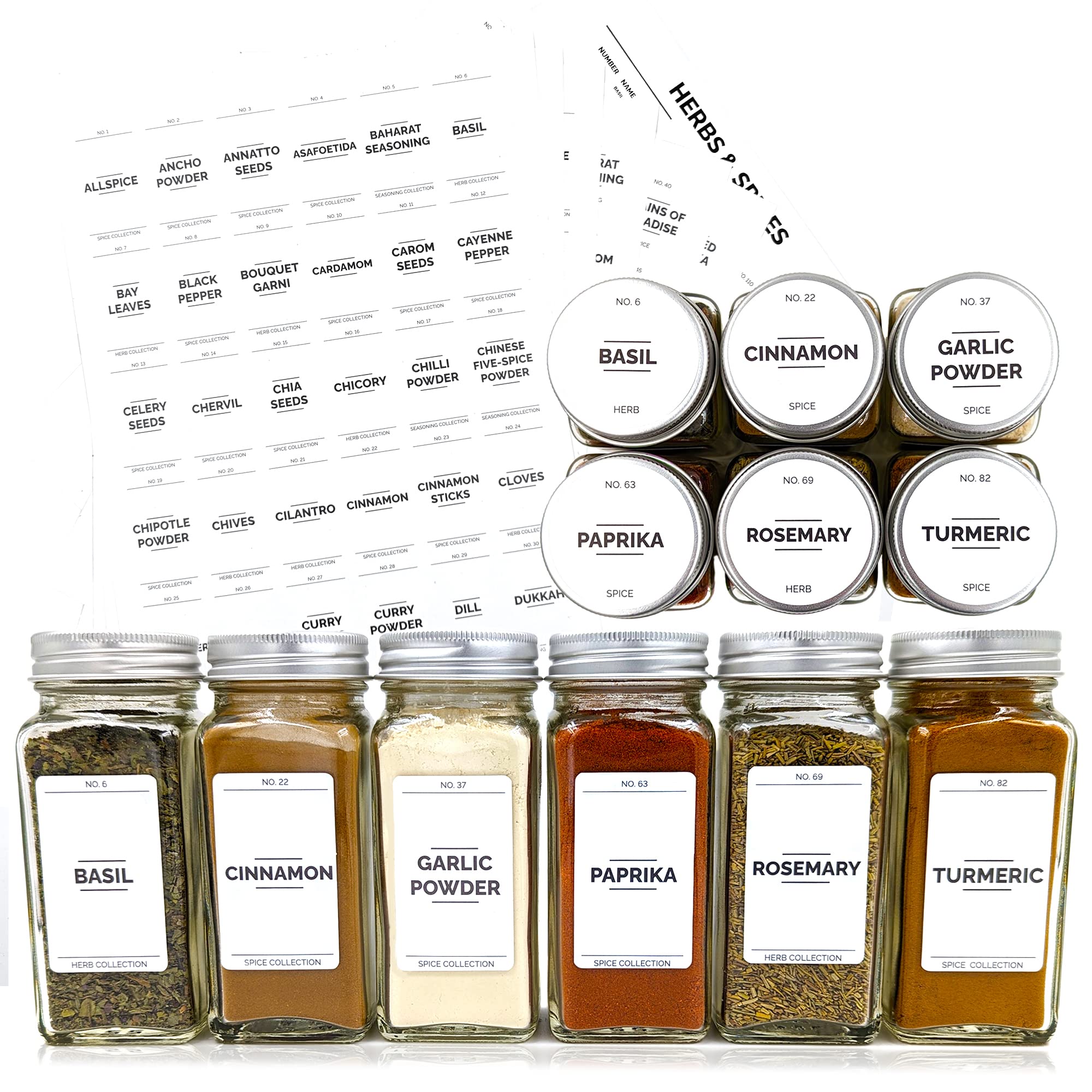 A&M Natural Living 240 x Spice Jar Labels, Herb & Condiments Sticky Labels for Jars and Bottles, Waterproof & Oil Resistant Spice Labels Stickers for Jars, Perfect Kitchen Pantry Organization (White)
