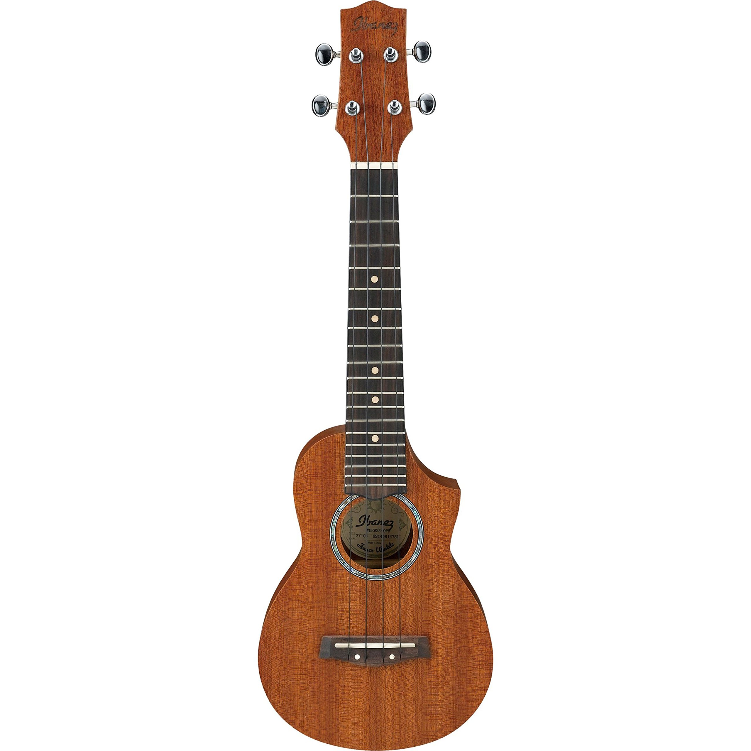 Ibanez UEWS5-OPN UEW Series Acoustic Ukelele - Cutaway Soprano Style - 4 String - Open Pore Natural