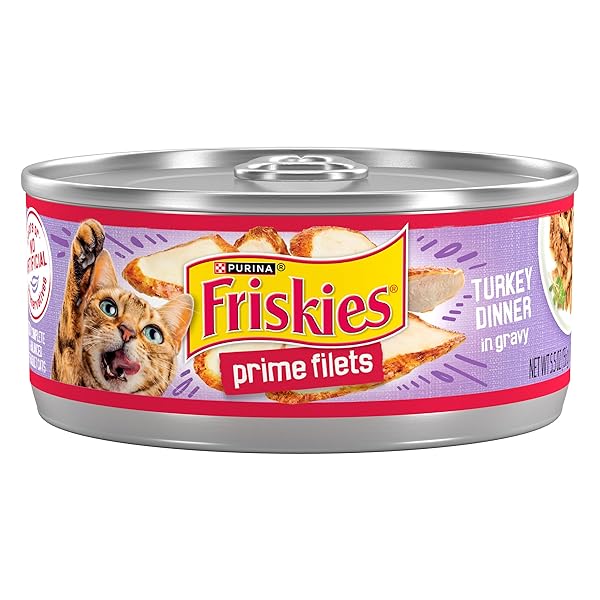 PURINA FRISKIES PRIME FILETS TURKEY DINNER IN WET CAT FOOD GRAVY – (PACK OF 24) 5.5 OZ. CANS